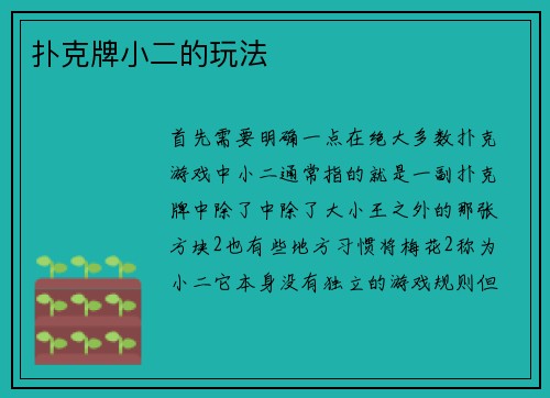 扑克牌小二的玩法